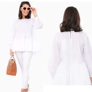 Tuckernuck Pomander Place White Carlota Peplum Blouse Size XS